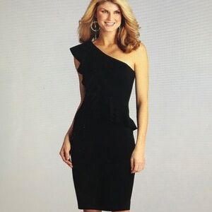 Antonio Melani Black Asymmetric Black Ruffle Dress size 12